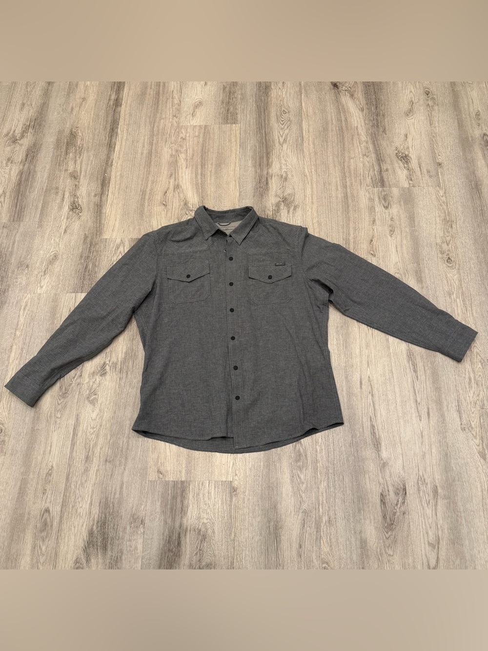 Eddie Bauer Classic Fit Snap Button Utility Shirt Gray Size Large